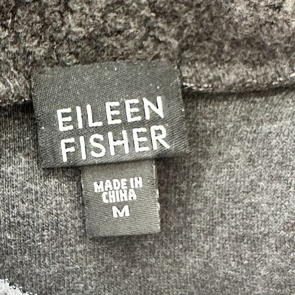 Eileen Fisher M turtleneck gray cotton blend Fleece sweater - Picture 3 of 8
